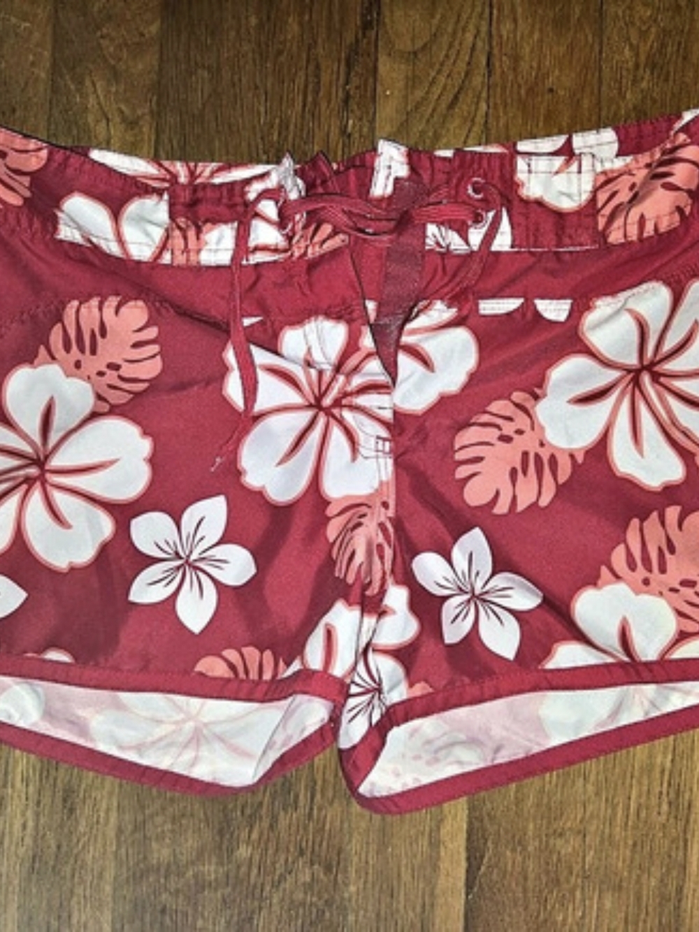 Tribord Floral Swim Trunks in Red & White Waist 29-30